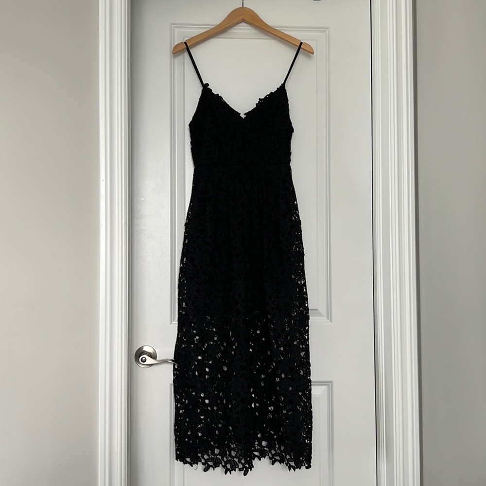 Black Astr lace a line midi dress